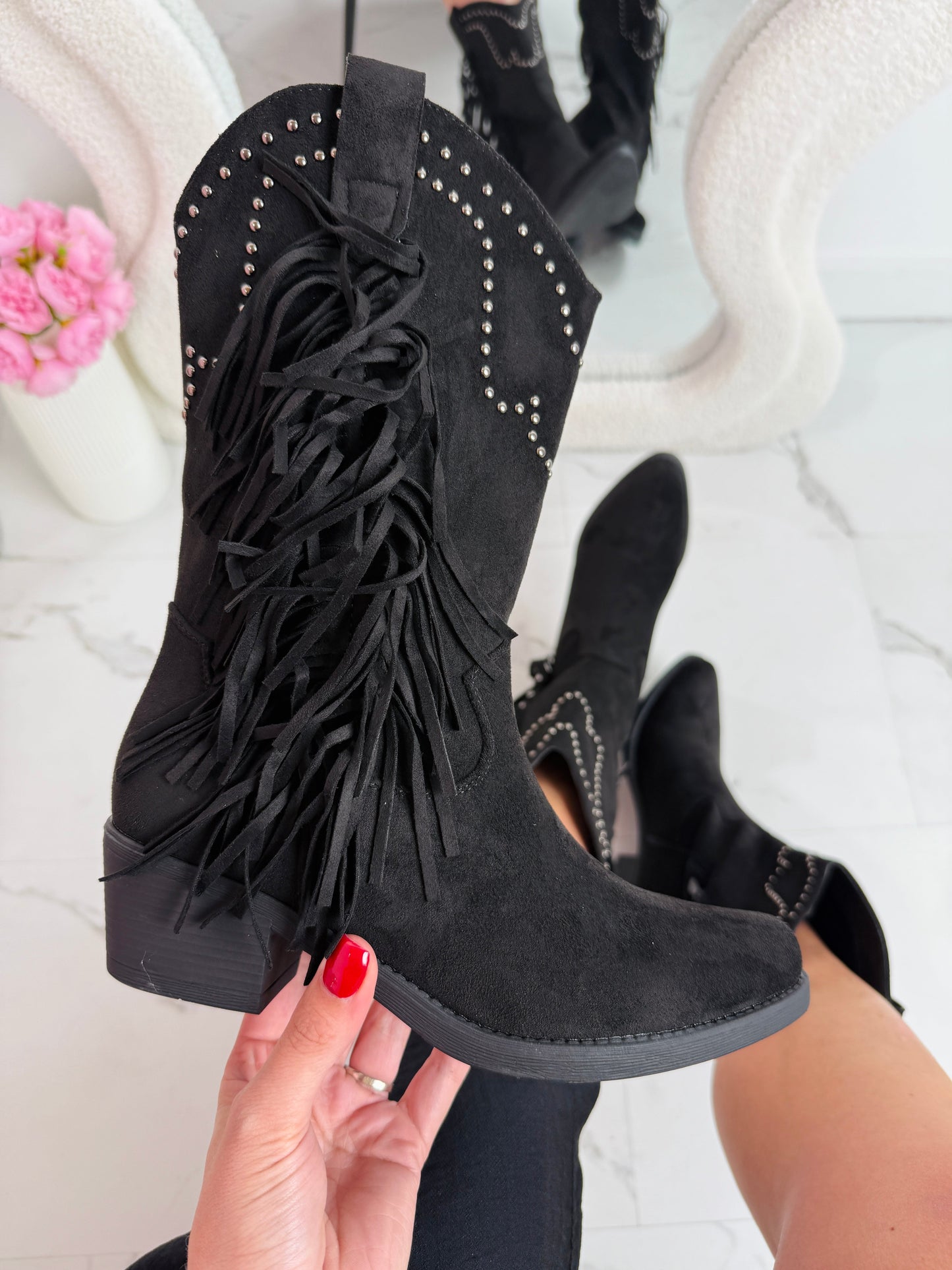 Fringle Western Svarte Støvler