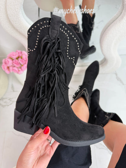 Fringle Western Svarte Støvler