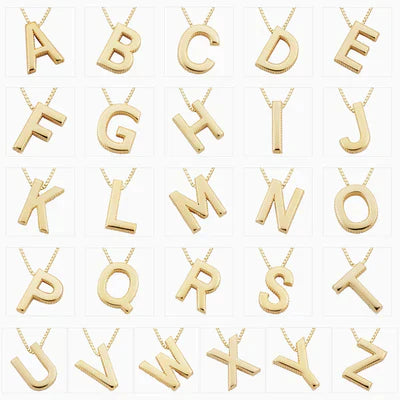 Elegant Gull Initial Halskjede med Kjærlighetsbrev