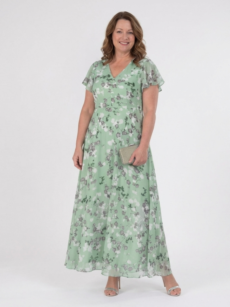 Ismeria | Floral Chiffon Maxi Kjole