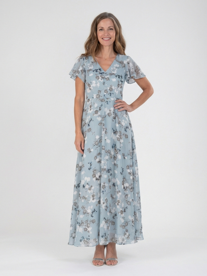 Ismeria | Floral Chiffon Maxi Kjole