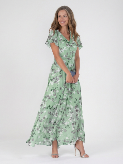 Ismeria | Floral Chiffon Maxi Kjole