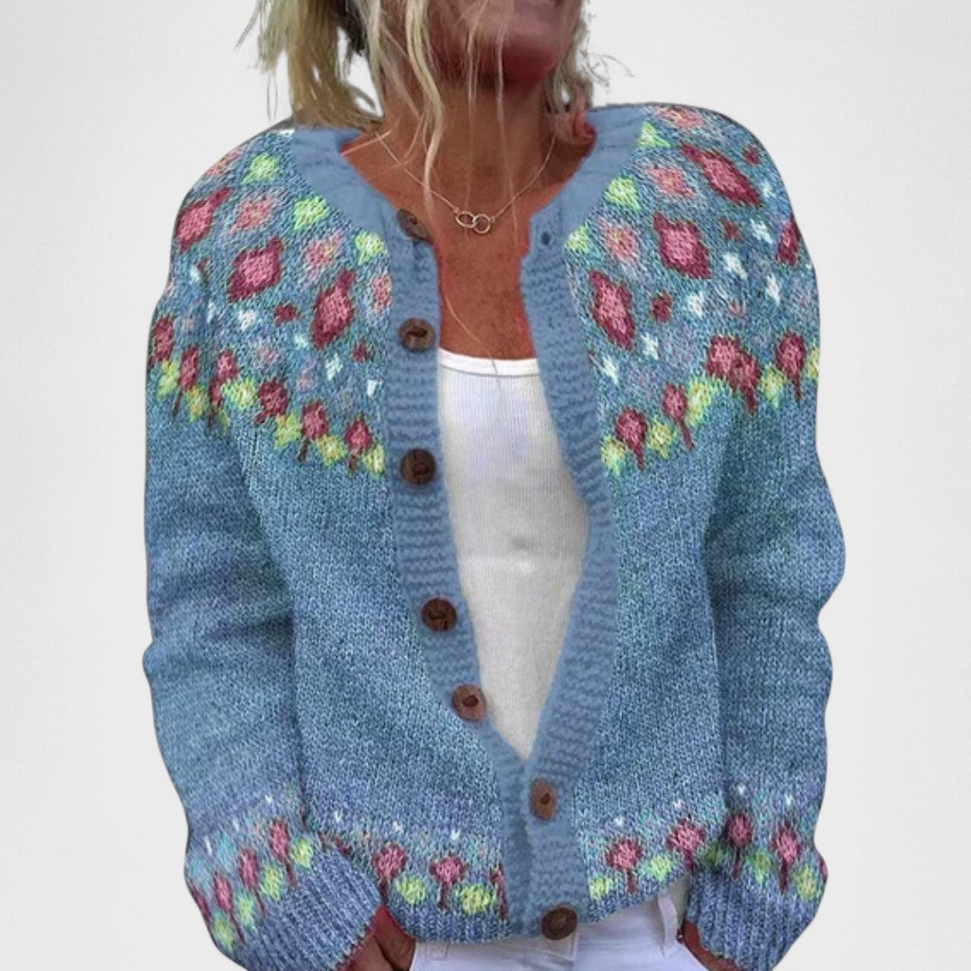 Lianne Rosa Petalo – Chic strikket cardigan med romslig passform