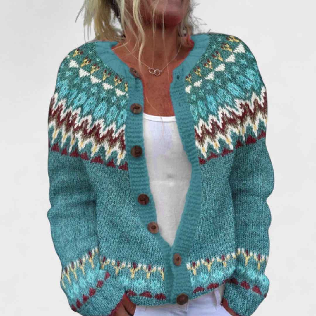Lianne Azzurro Polvere – Chic strikket cardigan med løs passform