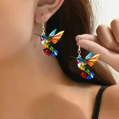 Kolibri Dangle Øredobber – Lys 2D Fugl Design