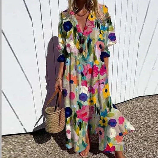 Cassidy™ – Maxi-kjole med boho puffermer