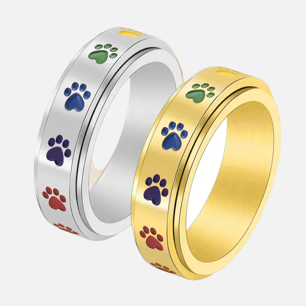 Spinnende Stressreduserende Pote Ring – Regnbuepoter