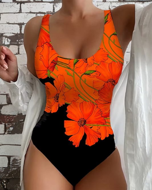 Lucy - Elegant Én-dels Badedrakt med Blomsterprint