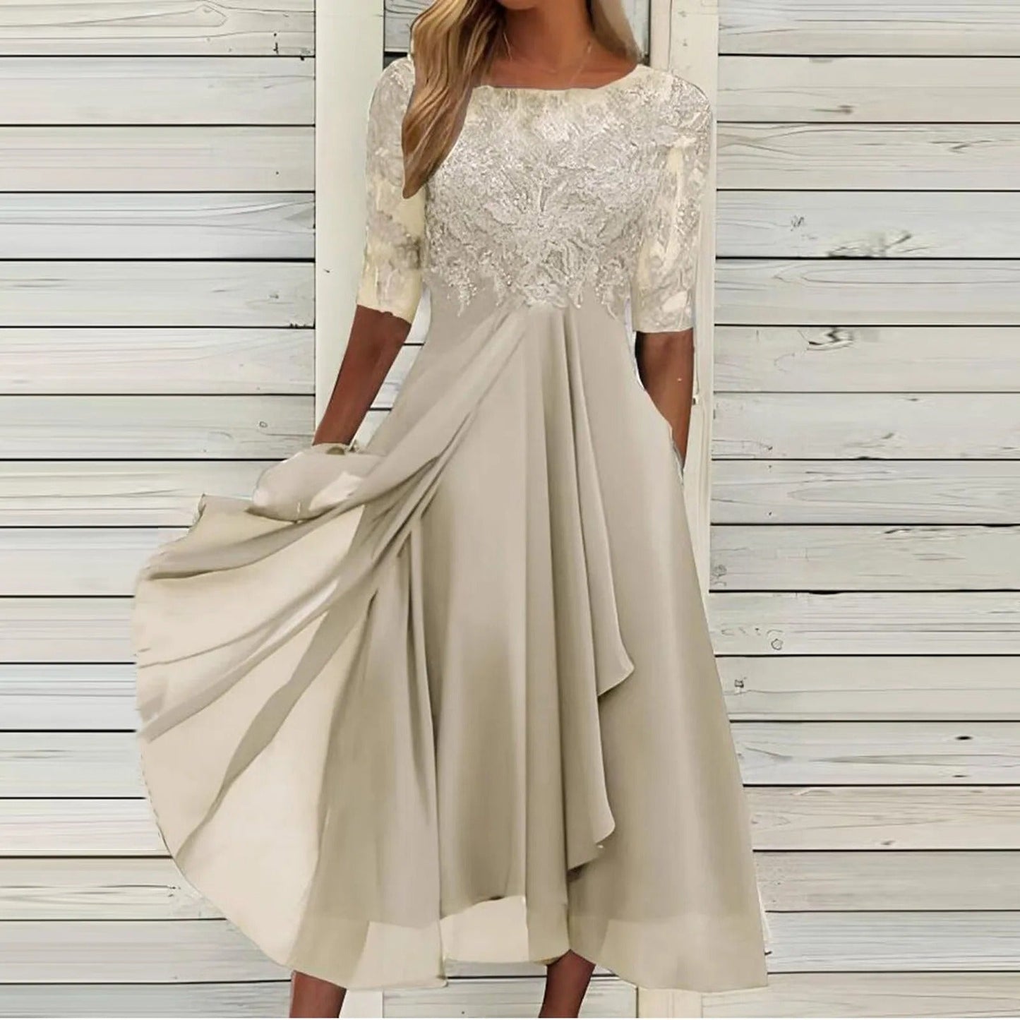 Harper™ | Elegant midikjole i blonder
