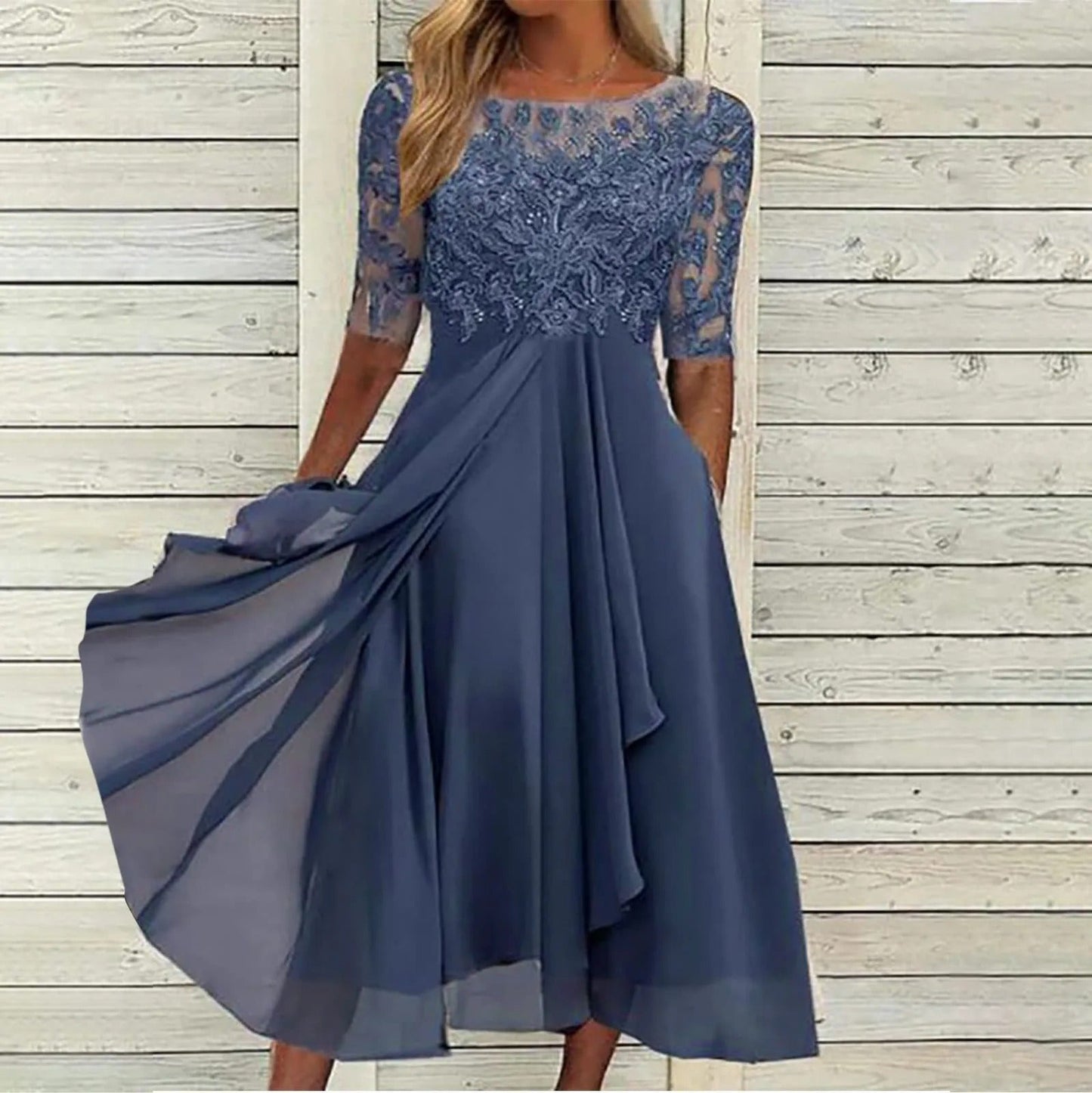 Harper™ | Elegant midikjole i blonder