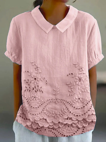 Lily | Blomstret Brodert Skjorte