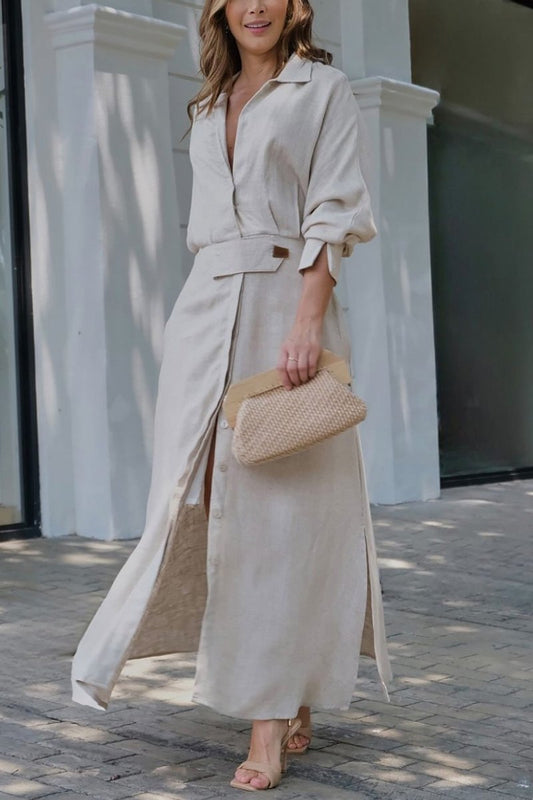 ELISABETTA | Elegant Maxikjole med V-hals og Flytende Snitt for en Chic Sommer