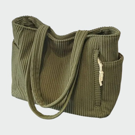 Tilda – Ribbete Tote Bag med Snor Detalj