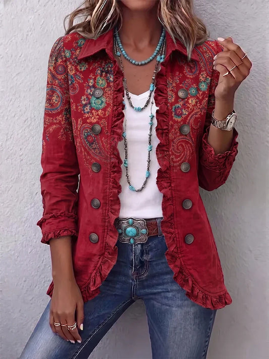 Fayrene | Boheemi Paisley Ruffle Takki