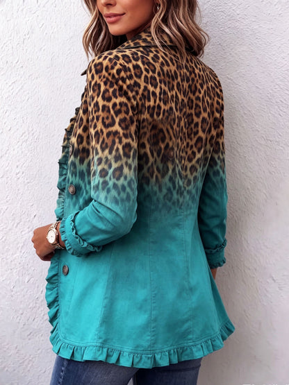 Elspeth | Leopard Ombre Ruffle Blazer Takki