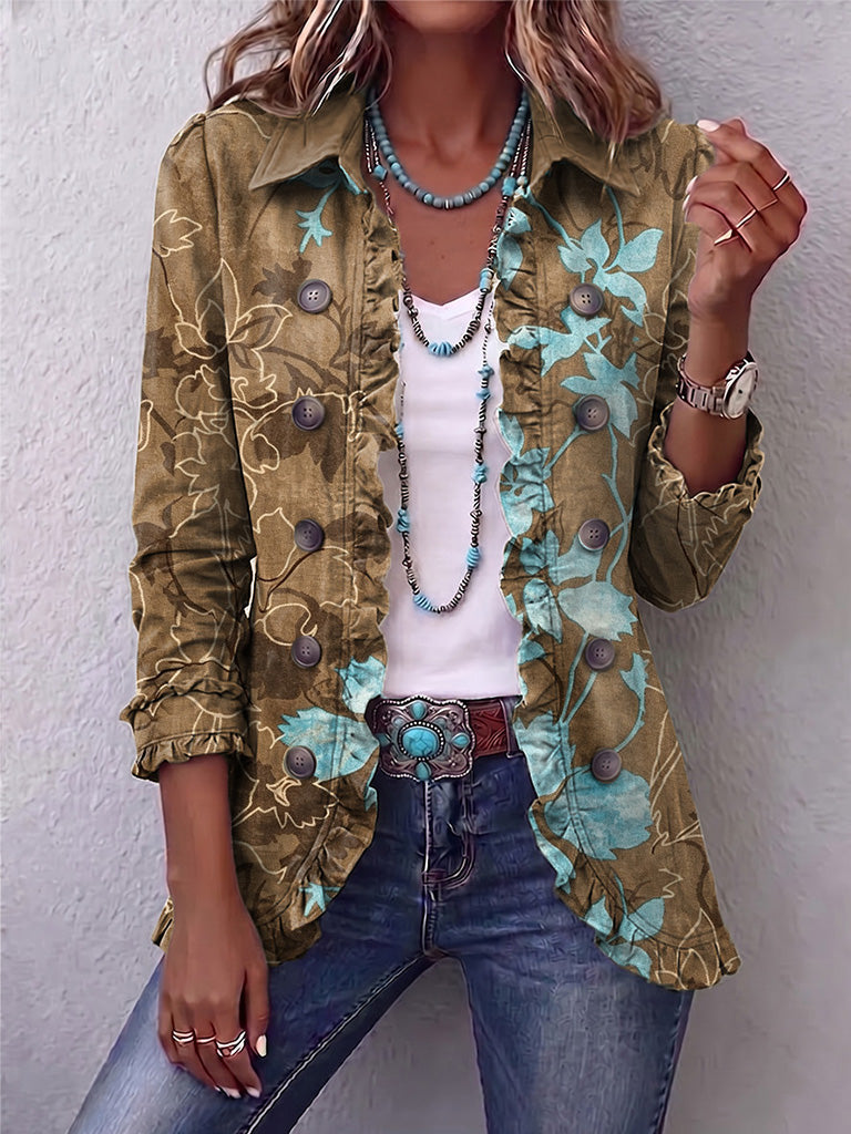 Sundara | Boho Gradient Vintage Kukallinen Rypytys Takki