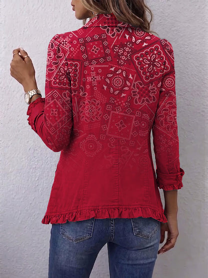 Criselle | Boheemi Paisley Ombre -painettu Rypytetty Takki