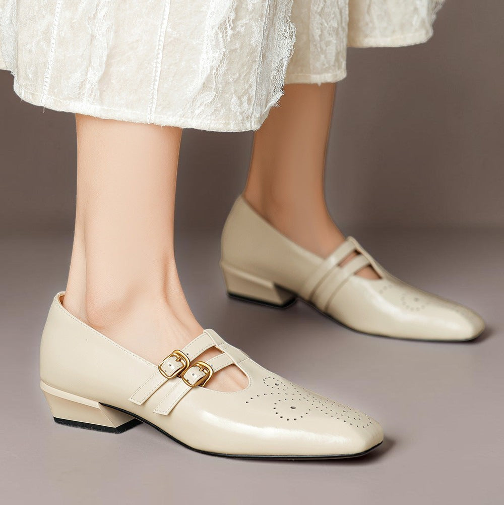 Estella | Brogued Dual-Strap Mary Jane -korkokengät