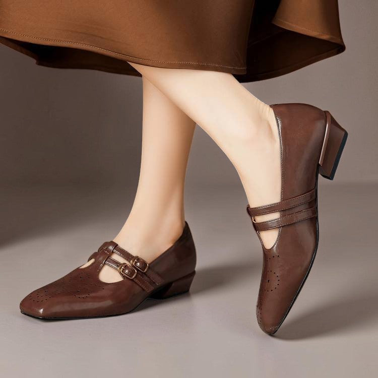 Estella | Brogued Dual-Strap Mary Jane -korkokengät