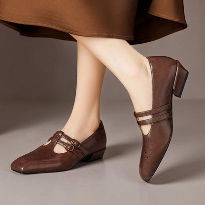 Estella | Brogued Dual-Strap Mary Jane -korkokengät
