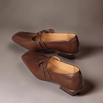 Estella | Brogued Dual-Strap Mary Jane -korkokengät