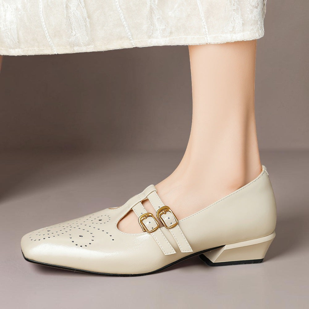 Estella | Brogued Dual-Strap Mary Jane -korkokengät