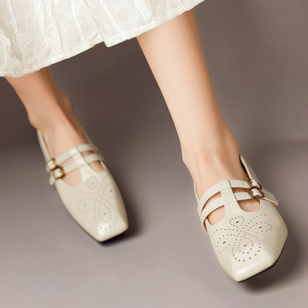 Estella | Brogued Dual-Strap Mary Jane -korkokengät