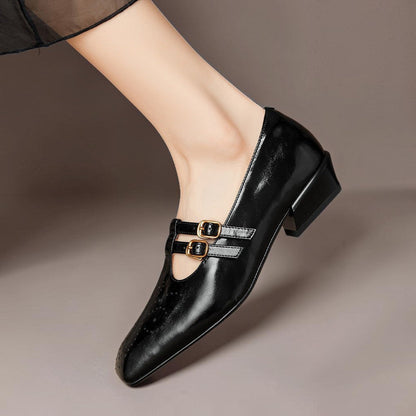 Estella | Brogued Dual-Strap Mary Jane -korkokengät