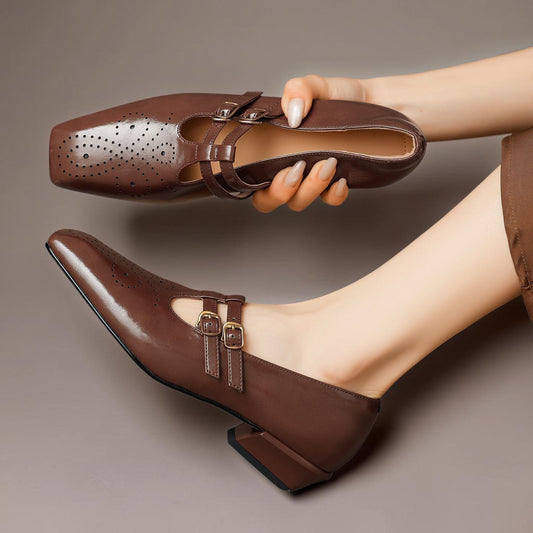 Estella | Brogued Dual-Strap Mary Jane -korkokengät