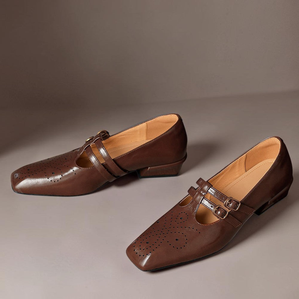 Estella | Brogued Dual-Strap Mary Jane -korkokengät