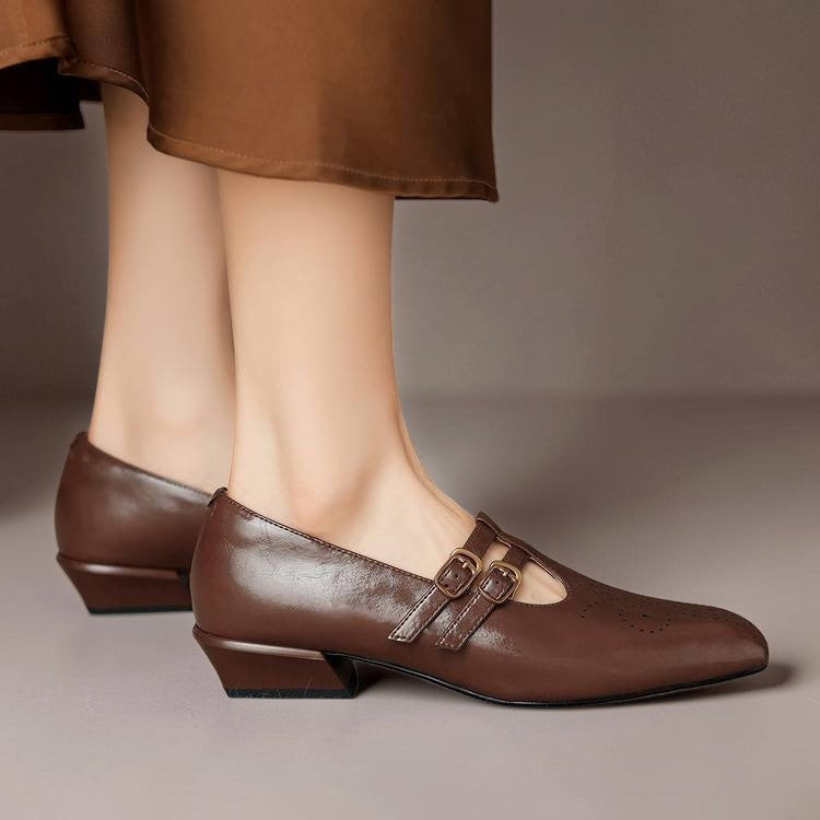 Estella | Brogued Dual-Strap Mary Jane -korkokengät
